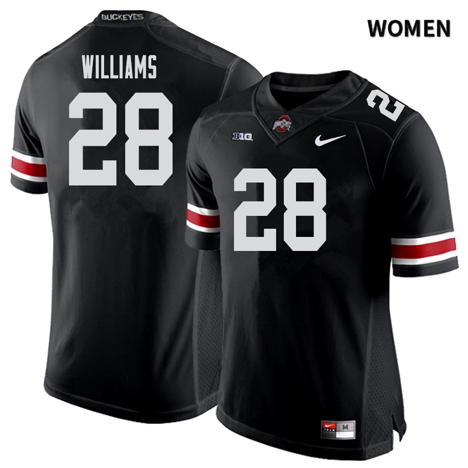 Miyan Williams Ohio State Buckeyes Women's NCAA #28 Black White Number College Stitched Football Jersey EOC2856QQ